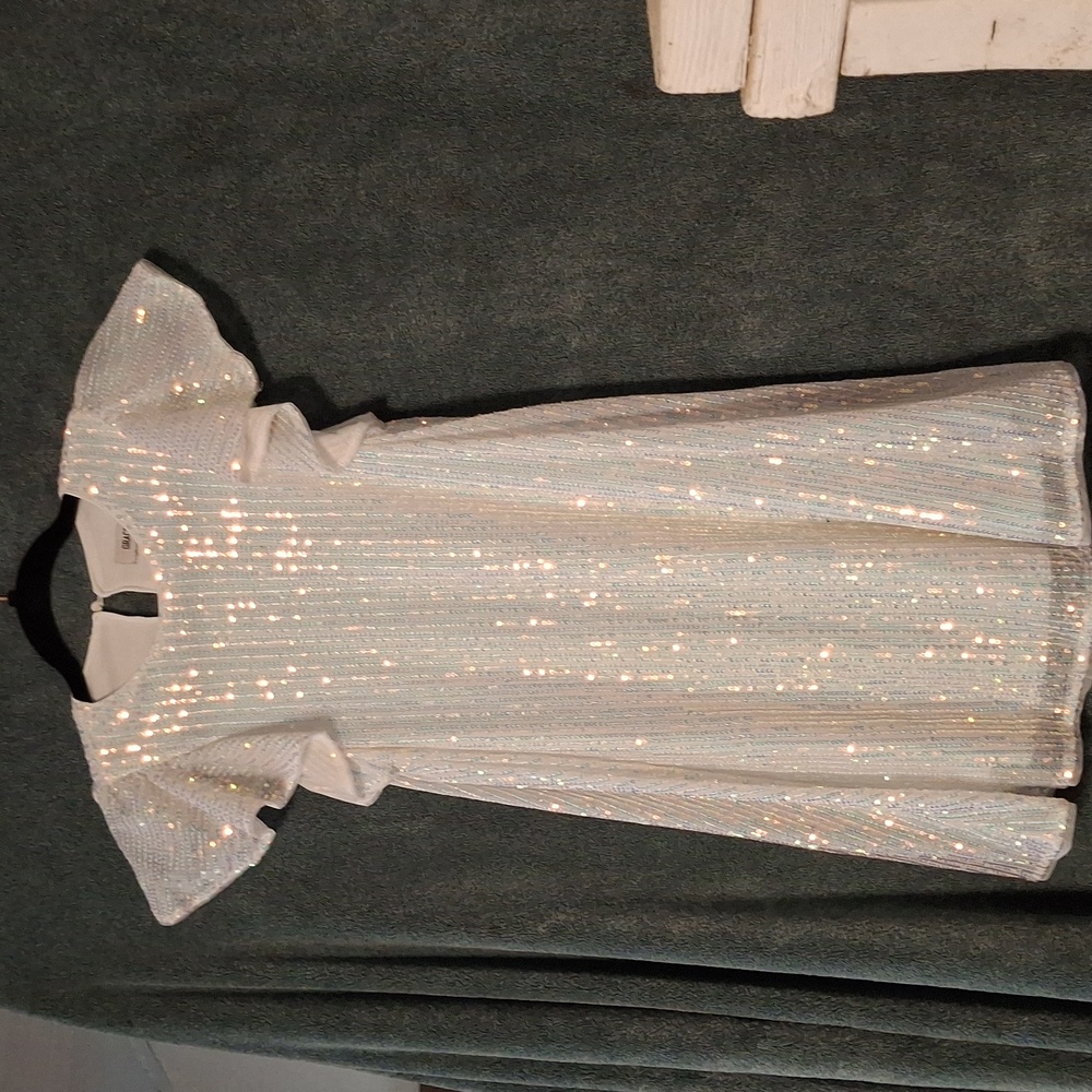 Grace Karin Shimmering White Kids Dress